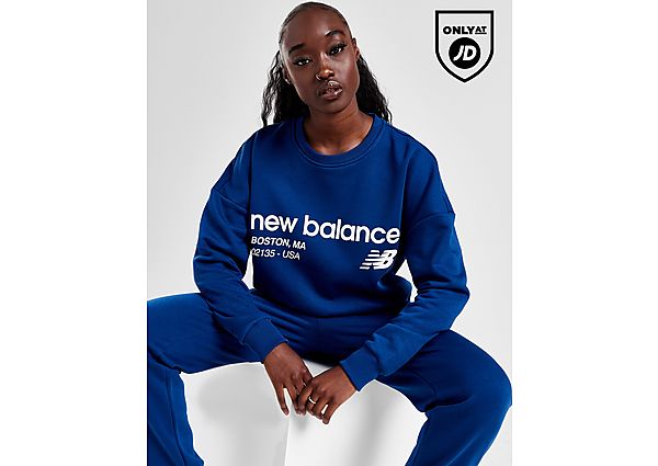 New Balance Logo Crew Sweatshirt Navy- Dames Navy