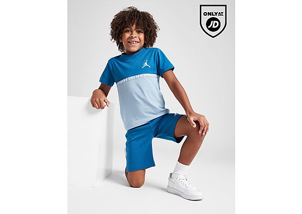Jordan Colour Block Tape T-Shirt Shorts Set Children Blue