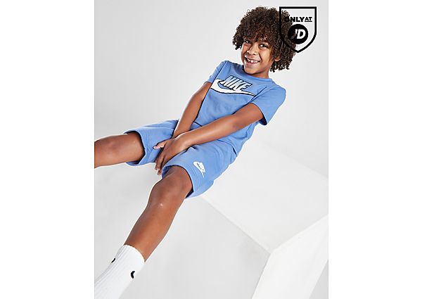 Nike Fade Logo T-Shirt Shorts Set Children Blue