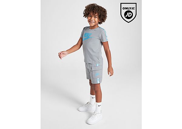 Nike Tape T-Shirt Cargo Shorts Set Children Grey