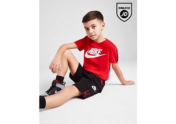 Nike Tape T-Shirt Cargo Shorts Set Children Red