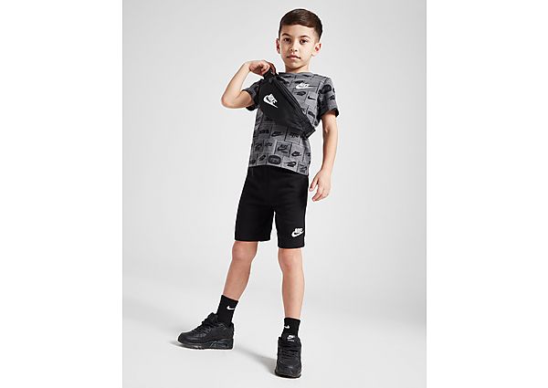 Nike All Over Print T-Shirt Shorts Set Children Grey