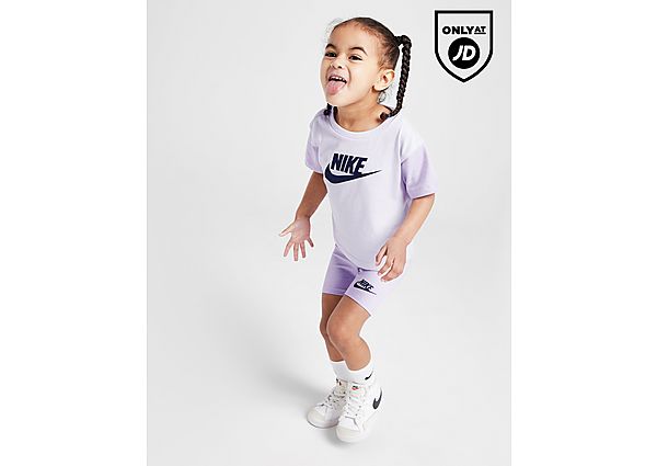 Nike Girls' Colour Block T-Shirt Shorts Set Infant Purple