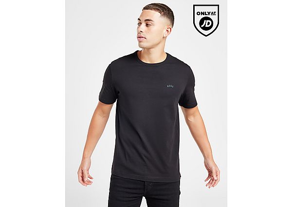 Boss Curved Logo Short Sleeve T-Shirt Heren Black- Heren Black