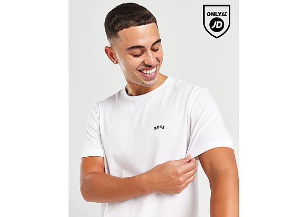 Boss Curved Logo Short Sleeve T-Shirt Heren White- Heren White