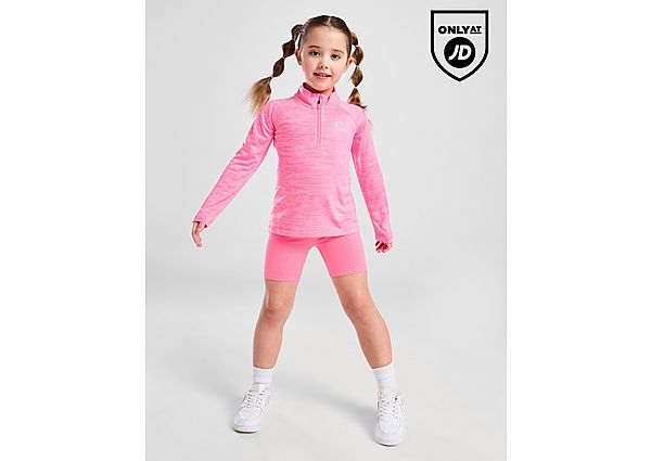 Under Armour Girls' Tech 1 4 Zip Top Shorts Set Children Pink