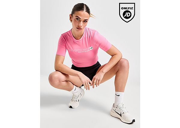 The North Face Outline Logo Slim Crop T-Shirt Pink- Dames Pink