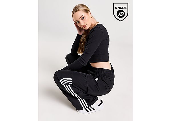 Adidas Originals 3-Stripes Wide Leg Cargo Pants Black- Dames Black