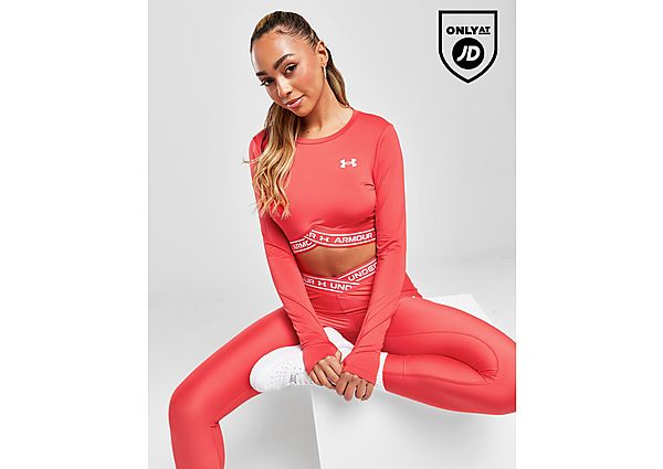 Under Armour Crossover Long Sleeve Crop Top Red- Dames Red