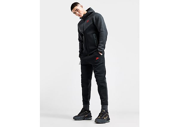 Nike Joggingbroek voor heren Sportswear Tech Fleece Black Dark Smoke Grey Light Crimson- Heren Black Dark Smoke Grey Light Crimson