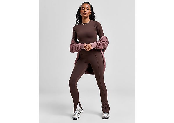 Nike Lange legging met hoge taille en splitjes in de zoom voor dames One Baroque Brown- Dames Baroque Brown