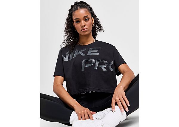 Nike Training Pro Graphic Crop T-Shirt Black- Dames Black