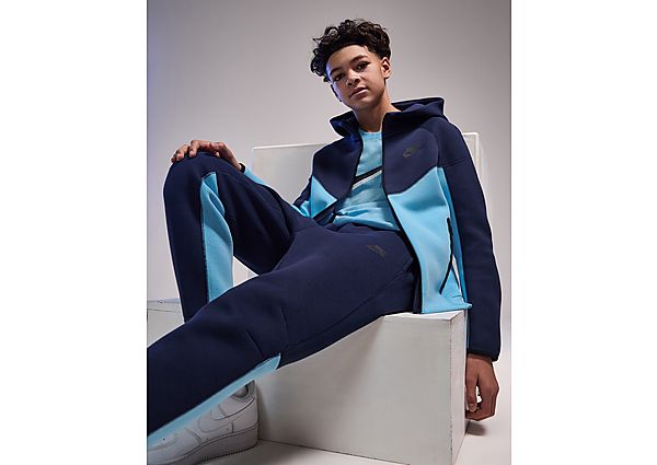 Nike Hoodie met rits voor jongens Sportswear Tech Fleece Midnight Navy Aquarius Blue Black Black- Heren Midnight Navy Aquarius Blue Black Black
