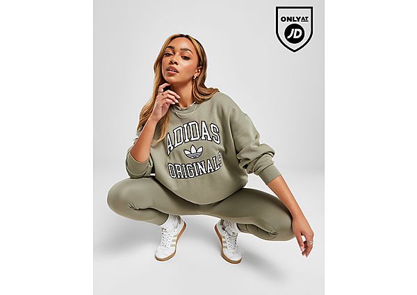 Adidas Originals Varsity Crew Sweatshirt Green- Dames Green