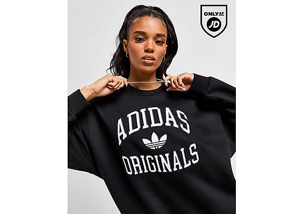 Adidas Originals Varsity Crew Sweatshirt Black- Dames Black