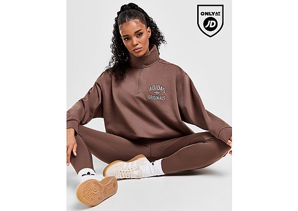 Adidas Originals Varsity 1 4 Zip Sweatshirt Brown- Dames Brown