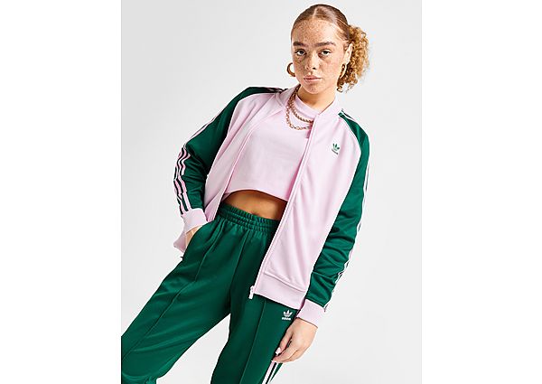 Adidas Originals Oversized SST Track Top Clear Pink Collegiate Green- Dames Clear Pink Collegiate Green