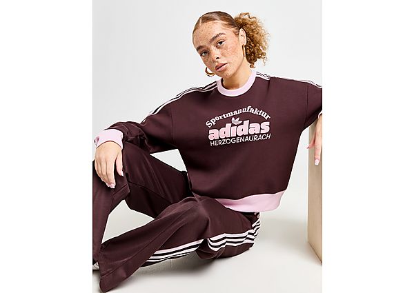 Adidas Originals Retro 3-Stripes Crew Sweatshirt Brown- Dames Brown