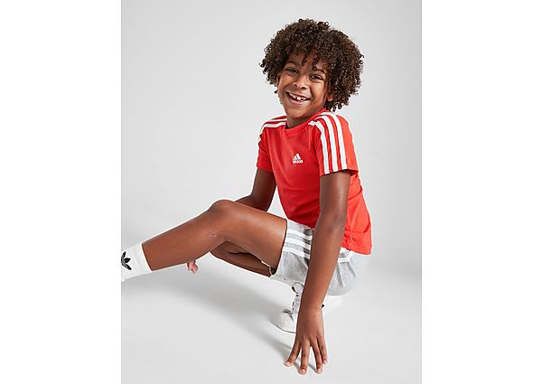 Adidas Badge of Sport Logo T-Shirt Shorts Set Children Red