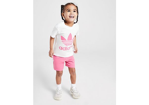 Adidas Originals ' Trefoil T-Shirt Shorts Set Infant Pink Fusion- Pink Fusion