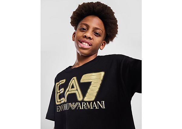 Emporio Ar i EA7 Gold Logo T-Shirt Junior Black