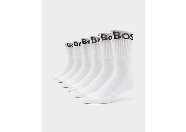 Boss 6-Pack Crew Socks White- Heren White