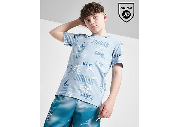 Jordan All Over Print Repeat T-Shirt Junior Blue