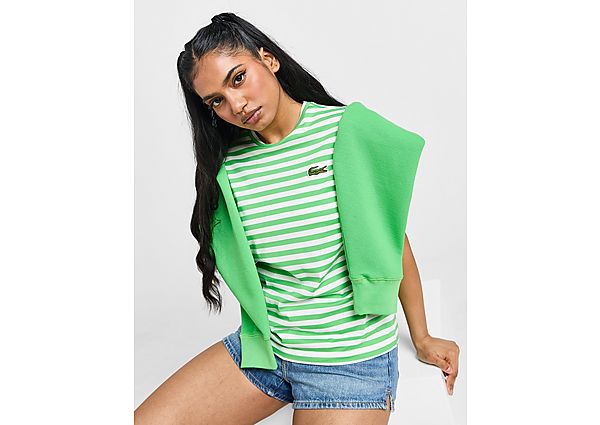 Lacoste Stripe Logo T-Shirt Green- Dames Green