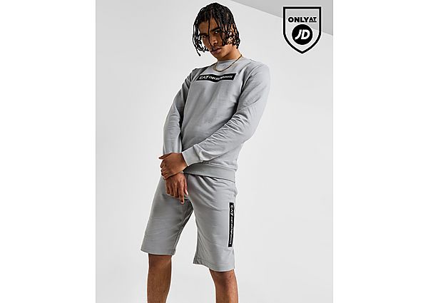 Emporio Armani EA7 Box Logo Crew Sweatshirt Shorts Tracksuit Grey- Heren Grey