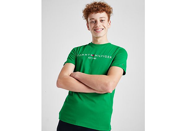 Tommy Hilfiger T-shirt met logo groen Katoen Ronde hals 152