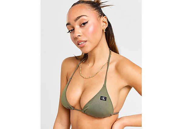 Calvin Klein Swim Monogram Triangle Bikini Top Green- Dames Green