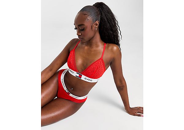 Tommy Jeans Lace Logo Bra Red- Dames Red