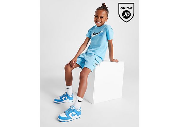 Nike Double Swoosh T-Shirt Shorts Set Children Blue Kind Blue