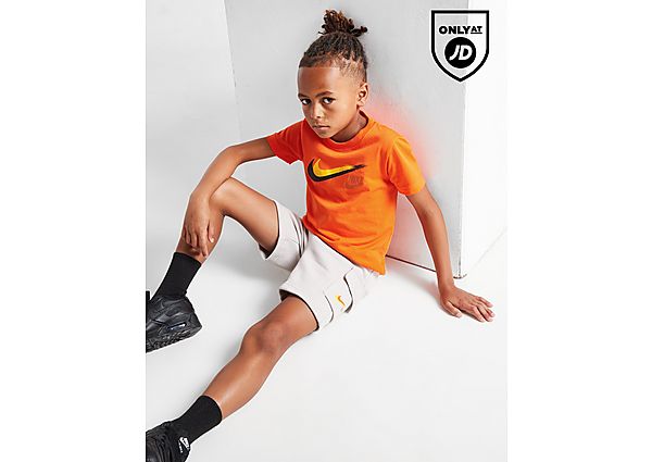 Nike Double Swoosh T-Shirt Shorts Set Children Orange
