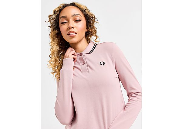 Fred Perry Twin Tip Long Sleeve Polo Shirt Pink- Dames Pink