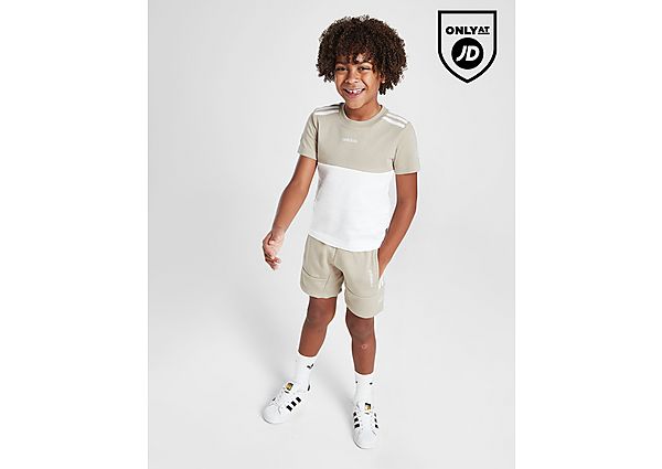 Adidas Originals Colour Block T-Shirt Shorts Set Children Brown
