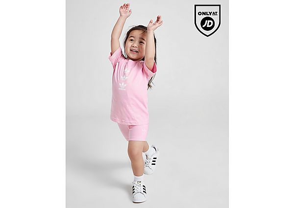 adidas Originals Girls' Repeat Trefoil T-Shirt Shorts Set Infant Pink