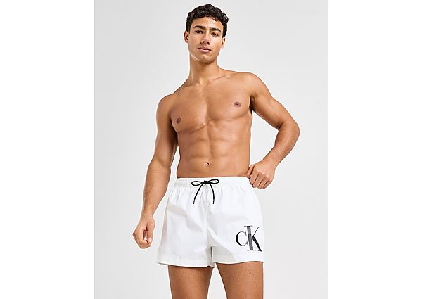 Calvin Klein Swim CK Logo Swim Shorts White- Heren White