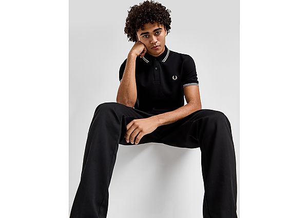 Fred Perry Twin Tipped Short Sleeve Polo Shirt Heren Black- Heren Black