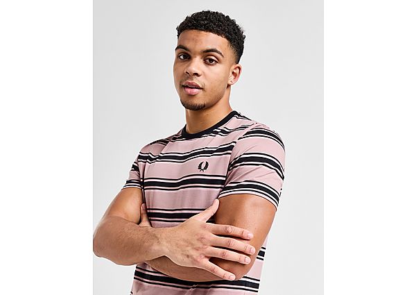 Fred Perry Stripe T-Shirt Pink- Heren Pink