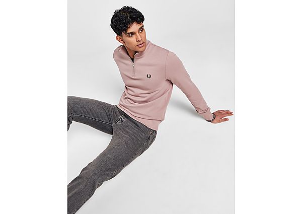 Fred Perry 1 2 Zip Sweatshirt Pink- Heren Pink