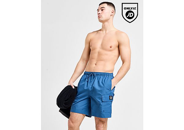Fred Perry Badge Cargo Swim Shorts Blue- Heren Blue