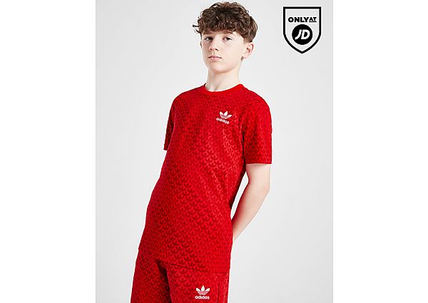 Adidas Originals Trefoil Mono All Over Print T-Shirt Junior Red