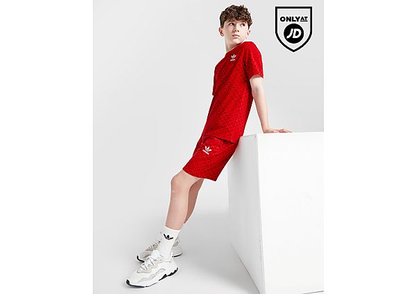Adidas Originals Trefoil Mono All Over Print Shorts Junior Red
