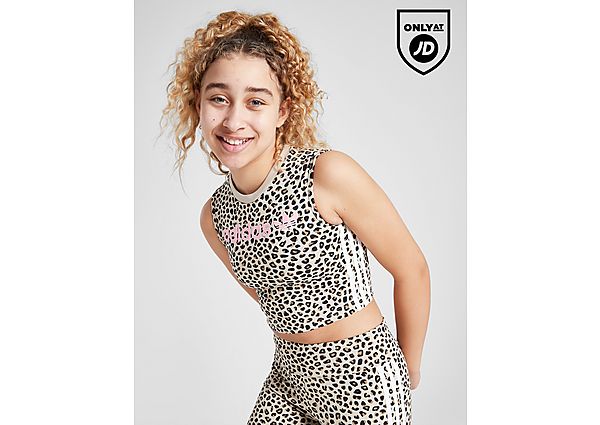 adidas Originals Girls' All Over Print Leopard Tank Top Junior Brown