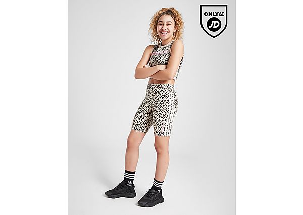 adidas Originals Girls' All Over Print Leopard Shorts Junior Brown