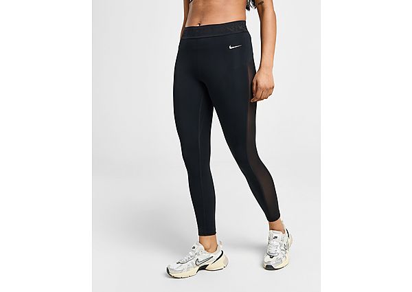 Nike 7 8-legging met halfhoge taille en mesh vlakken voor dames Pro Black White- Dames Black White