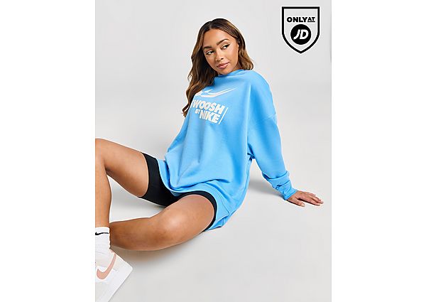 Nike Swoosh Oversized Crew Sweatshirt Blue- Dames Blue