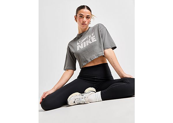 Nike Swoosh Crop T-Shirt Dames Grey- Dames Grey