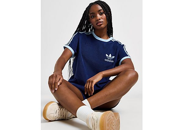 Adidas Originals 3-Stripes Towelling T-Shirt Blue- Dames Blue
